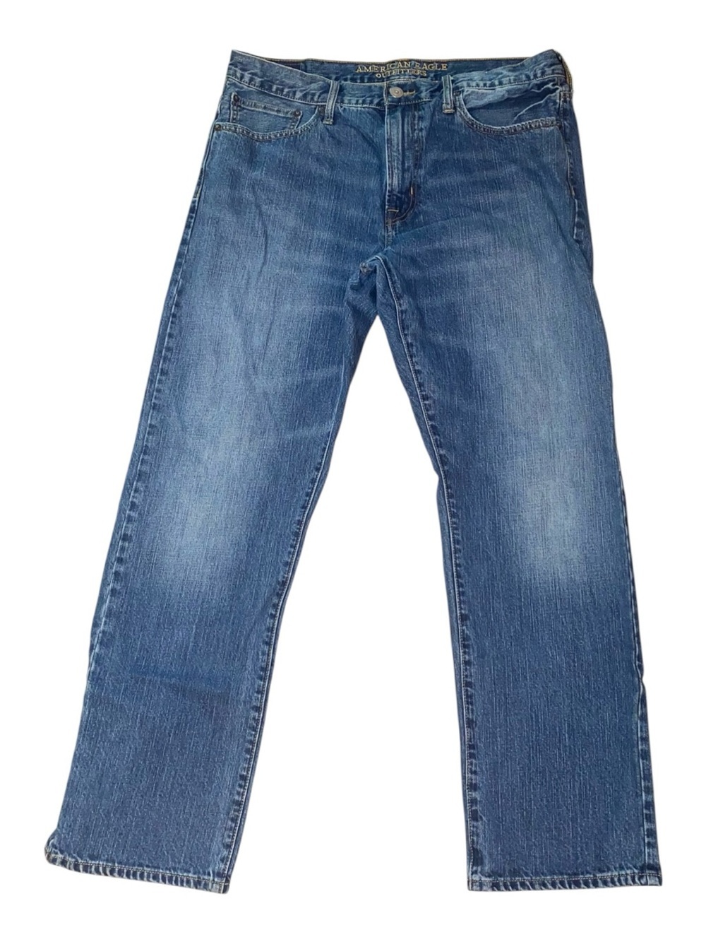 AMERICAN EAGLE OUTFITTERS Mens Straight Leg Indigo Blue Distressed Jeans 36”x32”
